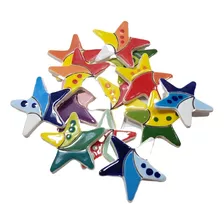 Figuras Forma De Estrellas De Ceramica X 5 Unidades Mosaico