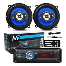 Kit 2 Alto-falantes 5 Pol 55w+ Rádio Mp3 Bluetooth + Antena