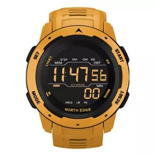 Reloj Original North Edge Mars Yellow Para Hombre Con Correa De Caja, Color Bisel Amarillo, Color De Fondo Negro, Color Negro Claro