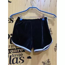 Short Mujer Plush | Negro | Combinado Con Blanco