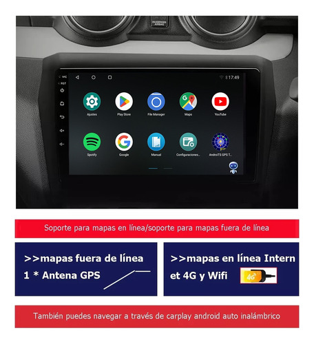 Radio Estereo De Pantall Android Gps Para Suzuki Swift 17-23 Foto 4