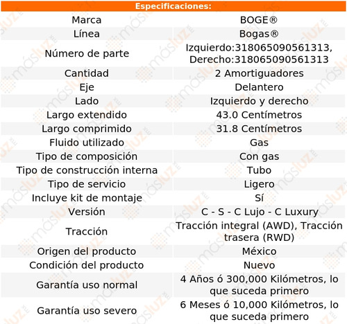 Kit 2 Amortiguadores Gas Del 300 V8 5.7l 11/13 Boge Bogas Foto 2