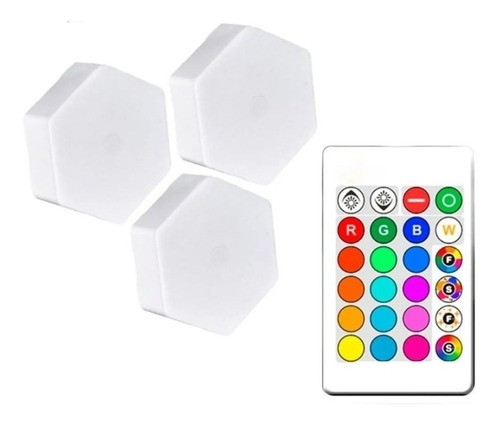 Luz Hexagonal Rgb Colores Pack 3 Unidades Touch + Control 