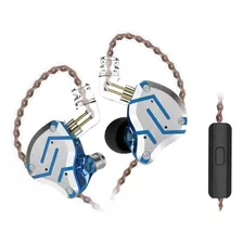 Audífonos Kz Con Micrófono, Con Cable Abatible, Azul Meteoro