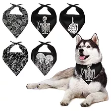 Conjunto De 5 Pañuelos Perros Temática De Calaveras D...