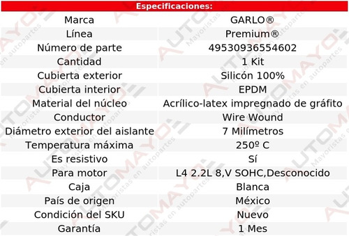 Cables Bujias Caravelle 2.2l 8,v 85 - 88 Garlo Premium Foto 2