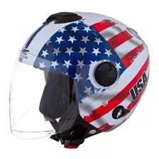 Capacete Para Moto Aberto Pro Tork New Atomic Nações Usa Branco Usa Tamanho 60 