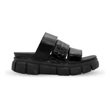 Sandalias Mujer Base Deportiva Eco Cuero Livianas Negro Paz