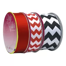 Azúcar Chevron Y Grosgrain 3pack Cinta, 14yard, Rojo /...