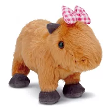 Capivara De Pelucia Menina Grande Com Laço Rosa 44cm