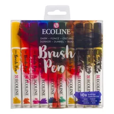 Ecoline Brush Pen Set De 10, Colores Oscuros