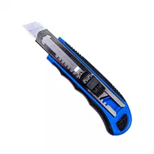 Estilete Profissional 18mm Com Trava Emborrachado Azul