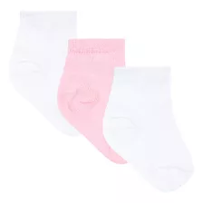 Kit Meia Bebê 3 Pares Branco E Rosa (14-15)