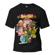 Playera Super Smash Bros Negra Nintendo Mario Link Pikachu