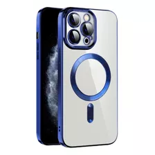 Funda For iPhone 14 Pro Max Magsafe + Protector Camara Azul
