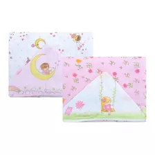 Kit 2 Toalhas De Banho Bebe 1,10x70cm Felpuda Capuz Menina