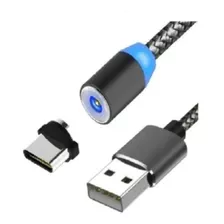 Cable Usb Magnético Imán Carga Rápida 2.4a Turbo Tipo C Color Negro