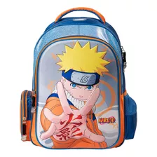 Mochila Naruto Escolar Para Niño Acabado 3d Naruto Sello Color Azul Diseño De La Tela Liso