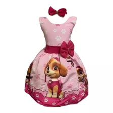 Vestido Infantil Temático Patrulha Canina Sky Luxo Reg Festa