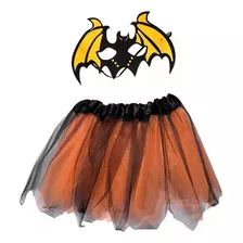 Disfraz Murciélago Niñas Halloween Falda Tutu Con Antifaz