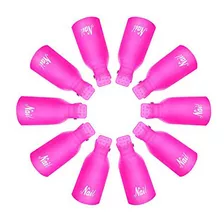 10 Pinzas Para Remover Esmalte Permanente O Uñas Gel Color Rosa Chicle