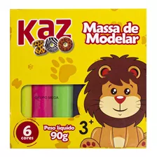 Massa De Modelar Massinha 90g 6 Cores Kaz Zoo C/ Inmetro