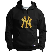 Sudadera Yankees Logo Mlb Beisbol Negro / Dorado
