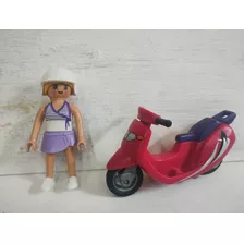 Playmobil Scooter Rosa Con Chica Motoquera Palermo 