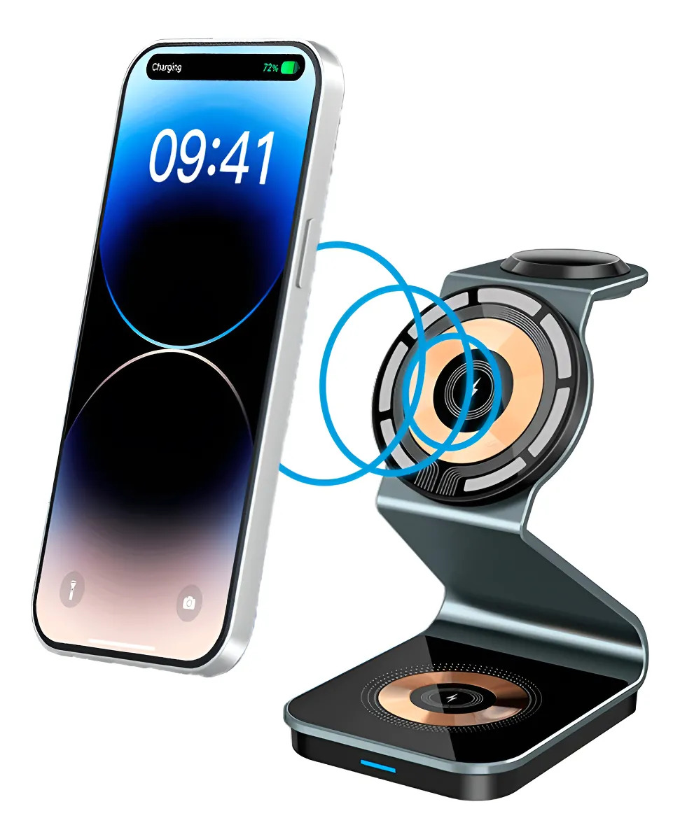 Cargador Inalambrico 3 En 1 Para iPhone Watch AirPods 15w