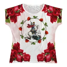 Camiseta Blusa Feminina São Jorge Bata Baby Look 