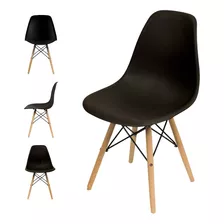 Silla Eames Diseño Patas Madera Dsw Colores X4 Color Del Asiento Negro