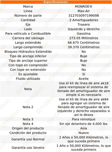 Kit 2 Amortiguadores Neumticos Tra Max-air D250 81/93 Foto 3