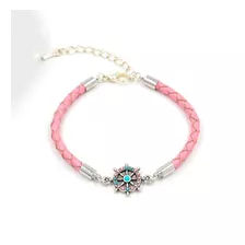 Pulsera En Cuero Trenzada Con Aplique Timon Rosado