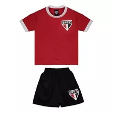 Camiseta E Short Infantil Dry Vermelho/preto São Paulo