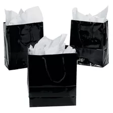 Bolsas De Regalo (tamaño Mediano), Color Negro (1 dozen) 