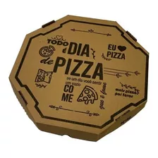 Caixa De Pizza Papelão Montável Oitavada 35cm Estampada C/25 Cor Marrom