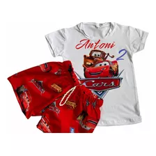 Conjunto Camiseta Personalizada Y Short Niño Cars Cumpleaños