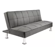 Futon Modelo Owen Sofa Cama Chenille Y Patas Cromadas Sillon