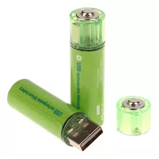 Pack X 2 Pila Aa Recargable Usb Lithium 1,5v 1500mah Oferta!