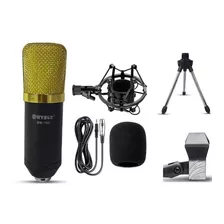 Microfone Condensador C/ Shockmount Wvngr Dourado Bm-700 Top