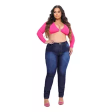 Calça Jeans Feminina Plus Size Cintura Alta Lycra Premium