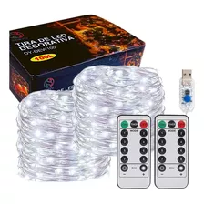 Tira Led Decorativa Antiagua C/control 20 Mts 200 Leds 2pzs Color De La Luz Blanco Frío