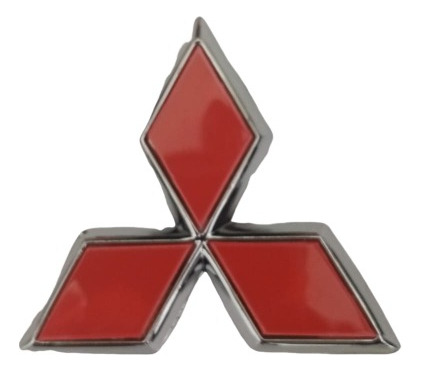 Foto de Emblema Mitsubishi Rojo Borde Cromado Lancer 