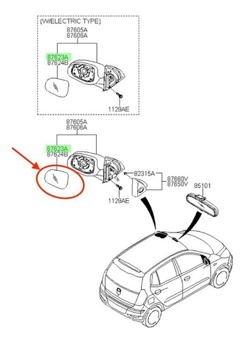 Luna Espejo Izquierdo Hyundai Original I10 20121/2014 Foto 2