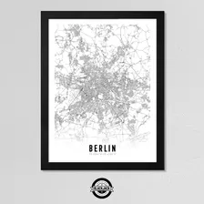 Cuadro Mapa Ciudades Berlin Alemania Nordico Deco 30x40 Mad