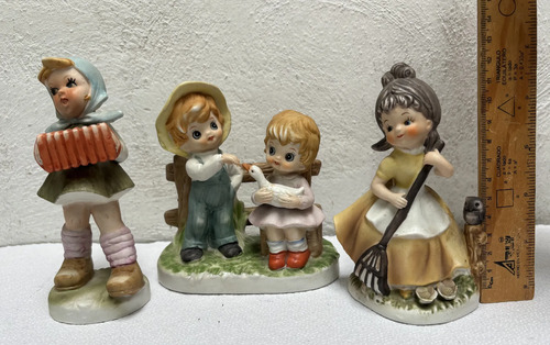 Lote De 3 Figuritas De Porcelana Vintage Niñas