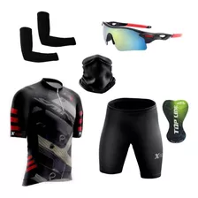 Conjunto Roupas Ciclismo Camisa E Bermuda Esporte Bike