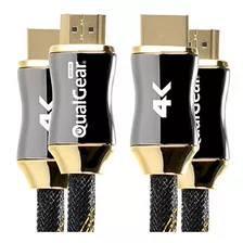 Qualgear 6 Pies - Paquete De 2 Cable Hdmi Premium Certified 