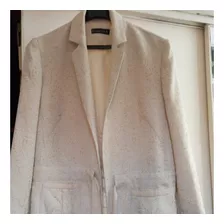 Blazer Saco Mujer Beige Con Dibujos Bulgaros Muy Bueno