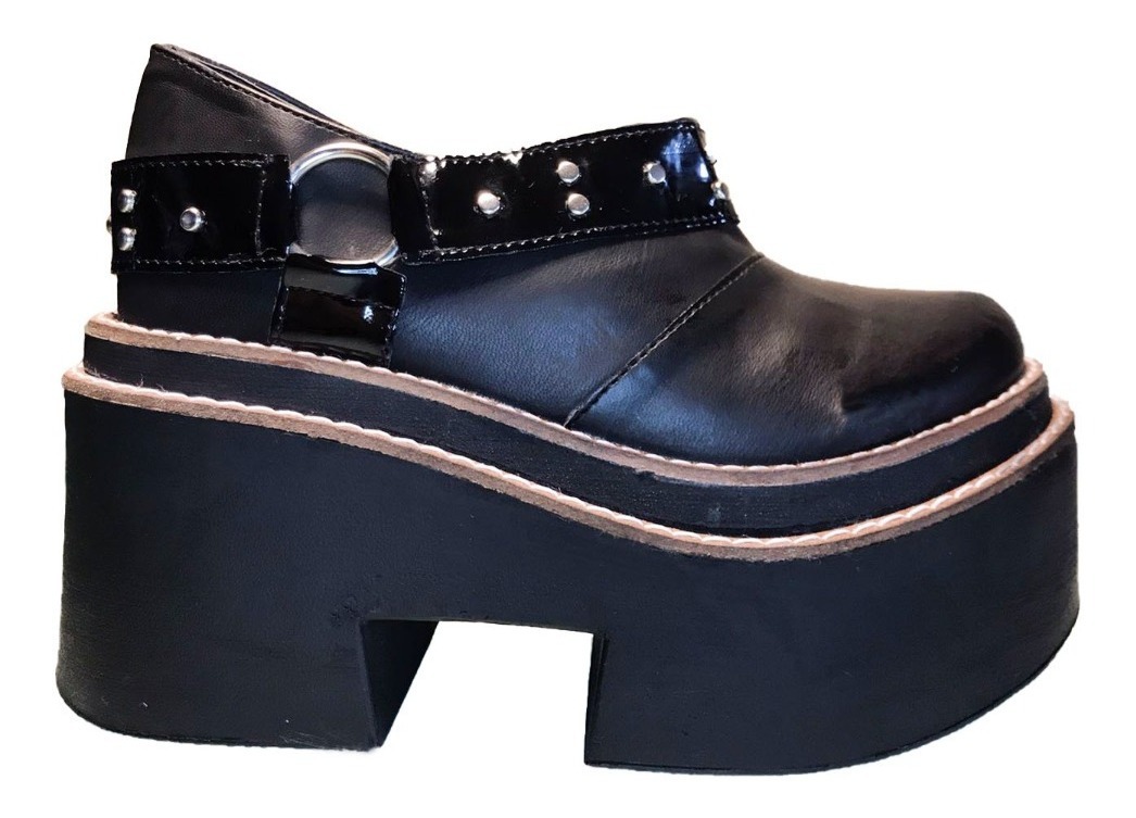 Zapatos Mujer Plataforma Taco Negro Charol Cerrados - en Ropa y Accesorios
